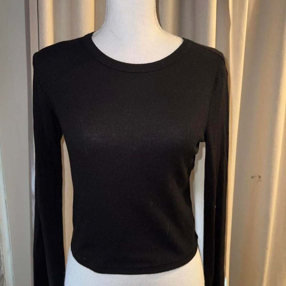 COTTON CITIZEN Black Long Sleeve Fitted Top Size M